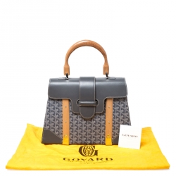 Pre Owned  Goyard Grey Coated Canvas and Leather MM Saigon Top Handle Bag 
