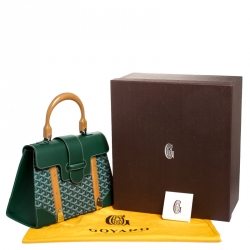 Pre Owned  حقيبة جويارد سايغون كانفاس أخضر مقوى وجلد بيد علوية MM