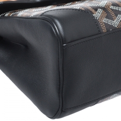 Pre Owned Goyard Black Goyardine Canvas and Leather Mini Saigon Top Handle Bag