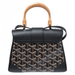 Pre Owned Goyard Black Goyardine Canvas and Leather Mini Saigon Top Handle Bag