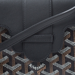 Pre Owned Goyard Black Goyardine Canvas and Leather Mini Saigon Top Handle Bag