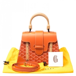 Pre Owned Goyard Orange Coated Canvas and Leather PM Saigon Top Handle Bag
