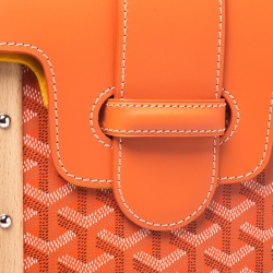 Pre Owned Goyard Orange Coated Canvas and Leather PM Saigon Top Handle Bag