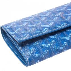 Goyard Blue Coated Canvas Goyardine Varenne Continental Wallet