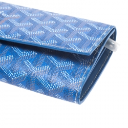 Goyard Blue Coated Canvas Goyardine Varenne Continental Wallet