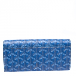 Goyard Blue Coated Canvas Goyardine Varenne Continental Wallet