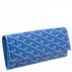 Goyard Blue Coated Canvas Goyardine Varenne Continental Wallet