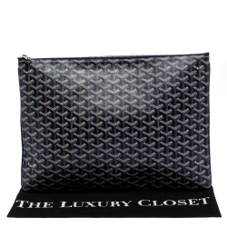 Pre Owned Goyard Blue Goyardine Coated Canvas Senat GM Clutch