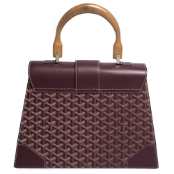 Goyard Burgundy Coated Canvas and Leather MM Saigon Top Handle Bag