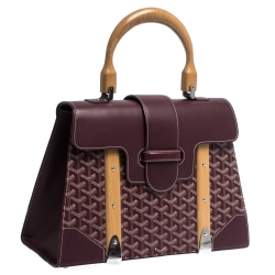 Goyard Burgundy Coated Canvas and Leather MM Saigon Top Handle Bag