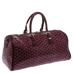 Pre Owned Goyard Burgundy Goyardine Coated Canvas and Leather Croisiere 50 Duffel Bag
