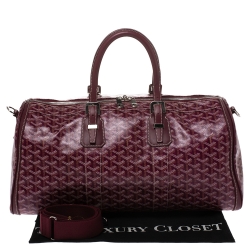 Pre Owned Goyard Burgundy Goyardine Coated Canvas and Leather Croisiere 50 Duffel Bag