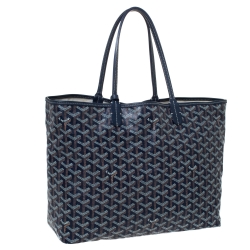 Pre Owned Goyard Navy Blue Goyardine Coated Canvas St. Louis PM Tote