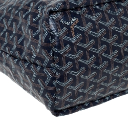 Pre Owned Goyard Navy Blue Goyardine Coated Canvas St. Louis PM Tote