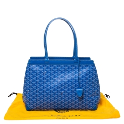 Pre Owned Goyard Blue Goyardine Coated Canvas and Leather Bellechasse PM Tote