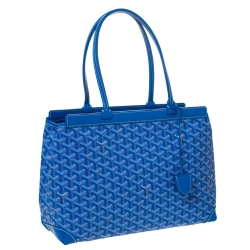 Pre Owned Goyard Blue Goyardine Coated Canvas and Leather Bellechasse PM Tote