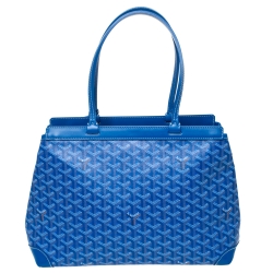 Pre Owned Goyard Blue Goyardine Coated Canvas and Leather Bellechasse PM Tote
