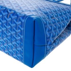 Pre Owned Goyard Blue Goyardine Coated Canvas and Leather Bellechasse PM Tote