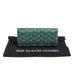 Pre Owned Goyard Green Goyardine Coated Canvas Varenne Continental Wallet