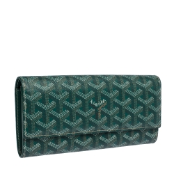 Pre Owned Goyard Green Goyardine Coated Canvas Varenne Continental Wallet