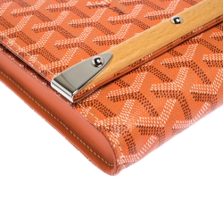 Goyard Orange Goyardine Coated Canvas Monte Carlo Bois Clutch
