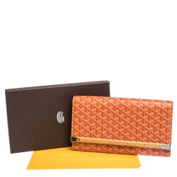 Goyard Orange Goyardine Coated Canvas Monte Carlo Bois Clutch