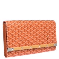 Goyard Orange Goyardine Coated Canvas Monte Carlo Bois Clutch