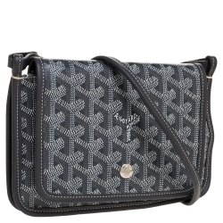 Pre Owned Goyard Grey Goyardine Coated Canvas Plumet Crossbody Bag