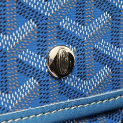 Pre Owned Goyard Blue Goyardine Canvas St. Louis PM Tote Bag