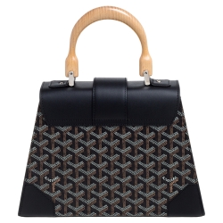 Goyard Black Goyardine Coated Canvas and Leather PM Saigon Top Handle Bag