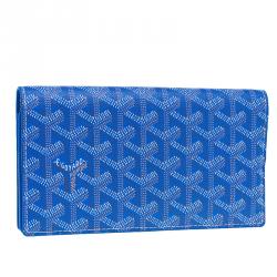 Pre Owned Goyard Blue Coated Canvas Long Bi Fold Wallet