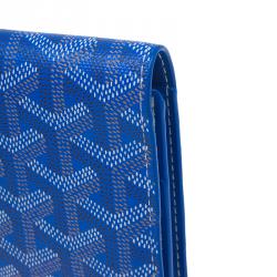 Pre Owned Goyard Blue Coated Canvas Long Bi Fold Wallet