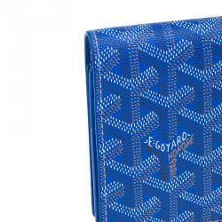 Pre Owned Goyard Blue Coated Canvas Long Bi Fold Wallet