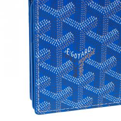 Pre Owned Goyard Blue Coated Canvas Long Bi Fold Wallet