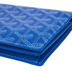 Pre Owned Goyard Blue Coated Canvas Long Bi Fold Wallet