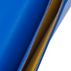 Pre Owned Goyard Blue Coated Canvas Long Bi Fold Wallet