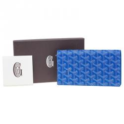 Pre Owned Goyard Blue Coated Canvas Long Bi Fold Wallet