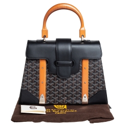 Goyard Black Goyardine Coated Canvas and Leather Saigon MM Top Handle Bag