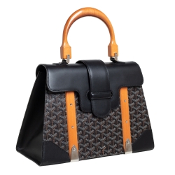 Goyard Black Goyardine Coated Canvas and Leather Saigon MM Top Handle Bag