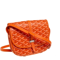 Pre Owned Goyard Orange Goyardine Coated Canvas and Leather Belvedere II PM Bag