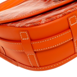 Pre Owned Goyard Orange Goyardine Coated Canvas and Leather Belvedere II PM Bag