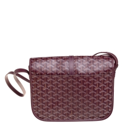 Pre Owned Goyard Burgundy Goyardine Coated Canvas and Leather Belvedere II MM Bag