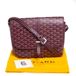 Pre Owned Goyard Burgundy Goyardine Coated Canvas and Leather Belvedere II MM Bag