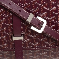 Pre Owned Goyard Burgundy Goyardine Coated Canvas and Leather Belvedere II MM Bag
