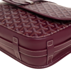 Pre Owned Goyard Burgundy Goyardine Coated Canvas and Leather Belvedere II MM Bag