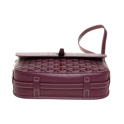 Pre Owned Goyard Burgundy Goyardine Coated Canvas and Leather Belvedere II MM Bag