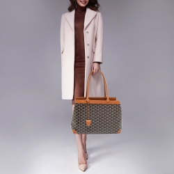 Pre Owned Goyard Tan Goyardine Coated Canvas and Leather Bellechasse PM Tote