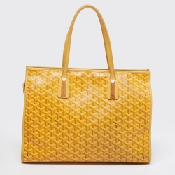Pre Owned Goyard Yellow Goyardine Coated Canvas and Leather Marquises Tote