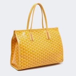 Pre Owned Goyard Yellow Goyardine Coated Canvas and Leather Marquises Tote