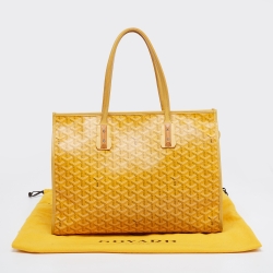 Pre Owned Goyard Yellow Goyardine Coated Canvas and Leather Marquises Tote